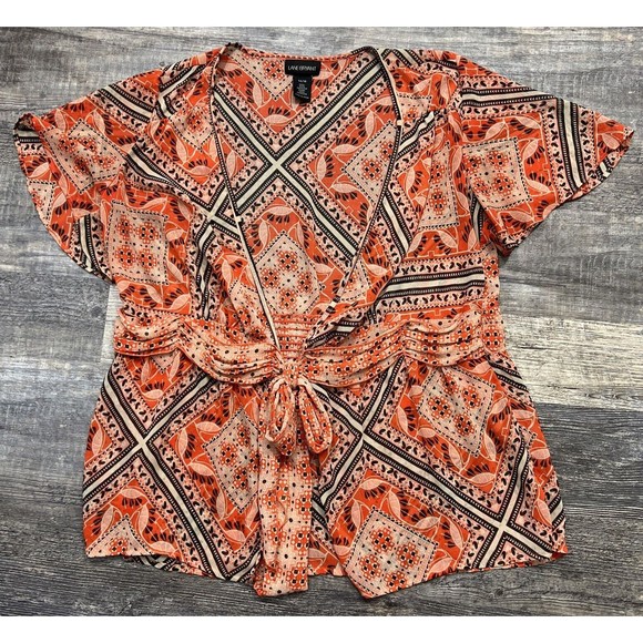 Lane Bryant Orange Sheer Swim Cover Tie Front Kimono Top Size 14/16 - Picture 11 of 11